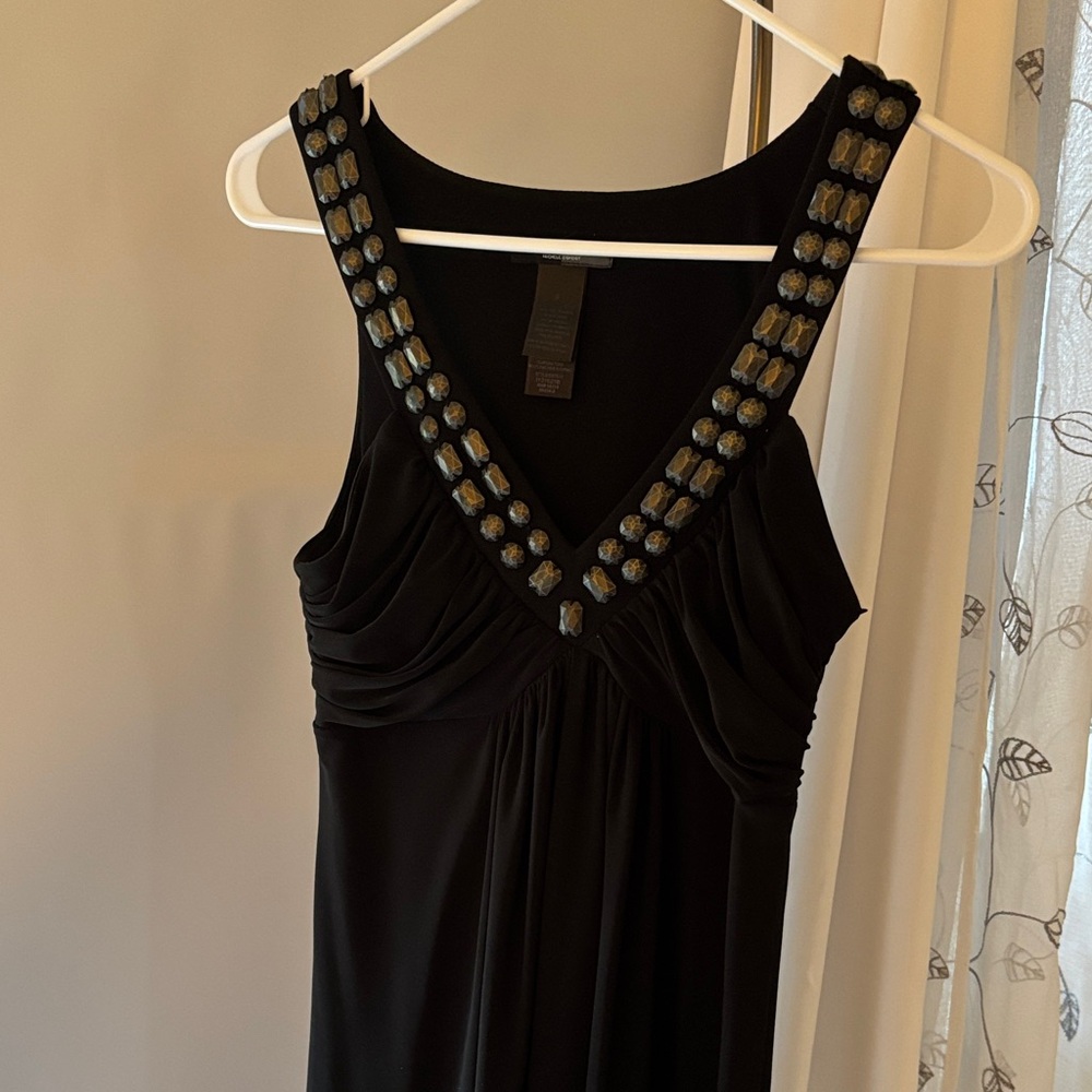 Bisou Bisou Black Dress with Neckline Accents